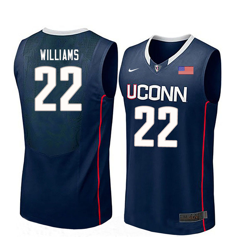 Men #22 Kwintin Williams Uconn Huskies College Basketball Jerseys Sale-Navy - Click Image to Close